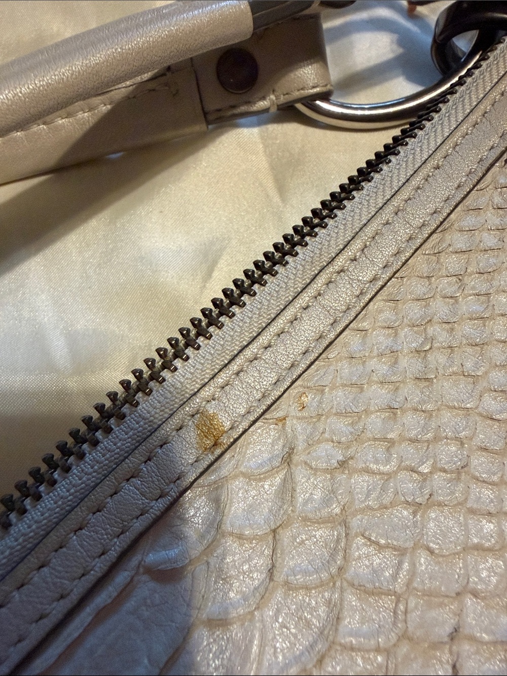 Coach Cream Python-Embossed Leather Shoulder Bag - Picture 9 of 9
